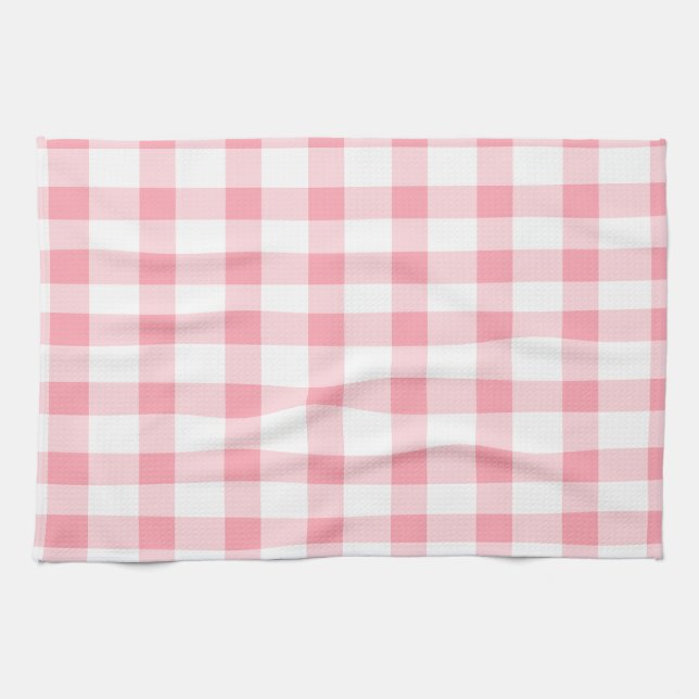 Rosa Gingham Kökshandduk (Horisontell)