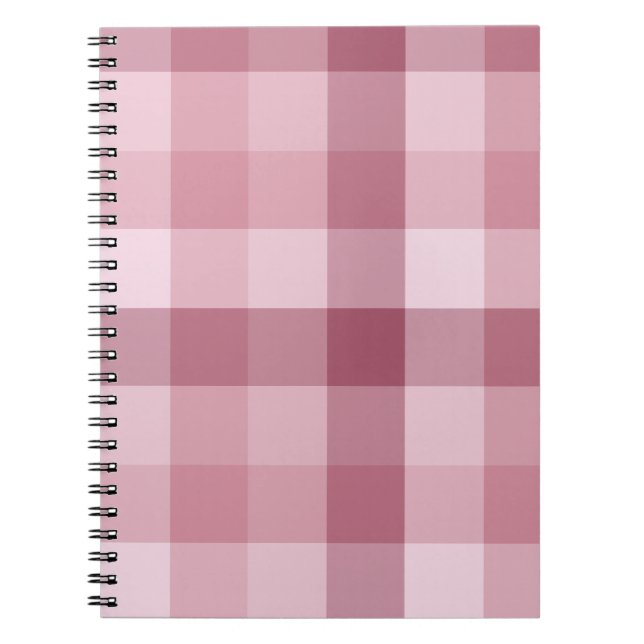Rosa Gingham-Kontroll Rutig Design Anteckningsbok (Framsidan)