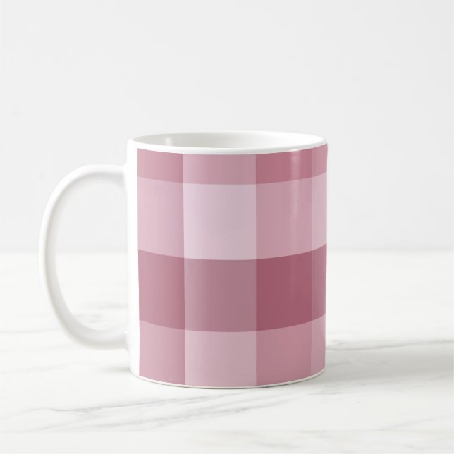 Rosa Gingham-Kontroll Rutig Design Kaffemugg (Vänster)