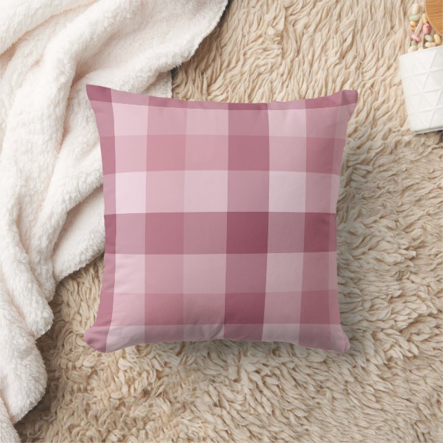 Rosa Gingham-Kontroll Rutig Design Kudde (Filt)