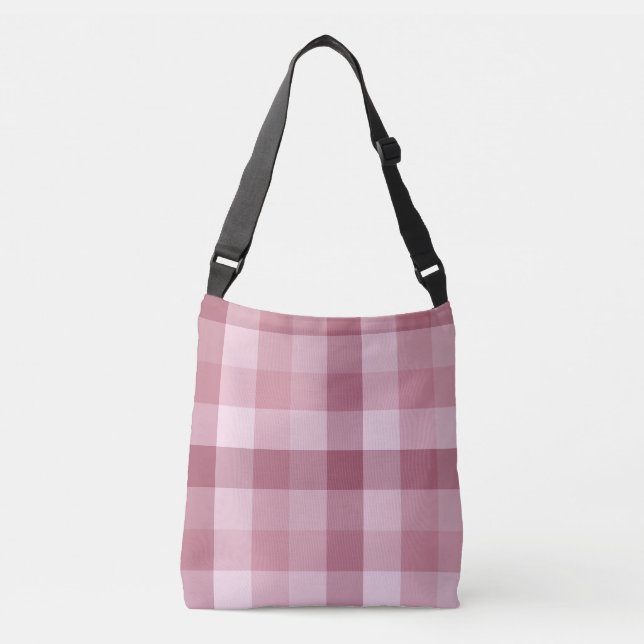 Rosa Gingham-Kontroll Rutig Mönster Axelväska (Framsida)