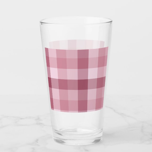 Rosa Gingham-Kontroll Rutig Mönster Glaskopp (Framsida)