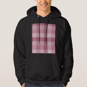 Rosa Gingham-Kontroll Rutigt Mönster Hoodie
