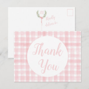 Rosa Gingham lagerkrans vykort