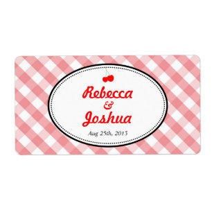 Rosa gingham land rustic bröllopsförmån märkre fraktsedel