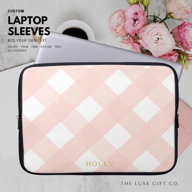 Rosa Gingham Laptop sleeve 15-tums Personlig (Skapare uppladdad)