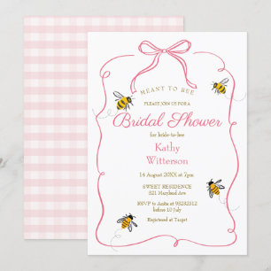 Rosa Gingham Meant to Bee Möhippa Inbjudningar