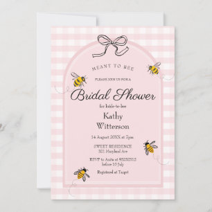 Rosa Gingham Meant to Bee Möhippa Inbjudningar