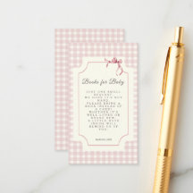 Rosa Gingham med Bow Baby Shower Bok Request