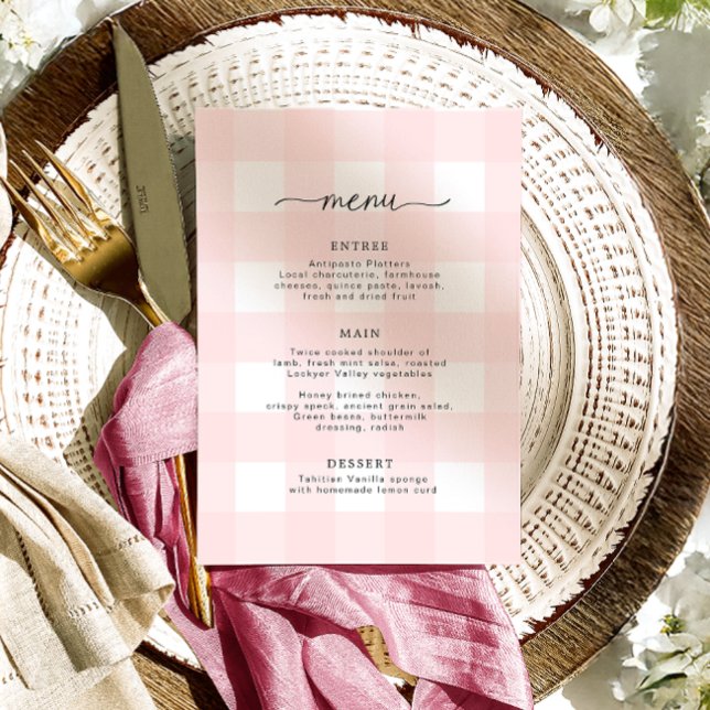 Rosa Gingham Menu Meny (Skapare uppladdad)