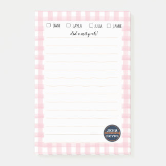 Rosa Gingham Mitzvah Note Post-it Block