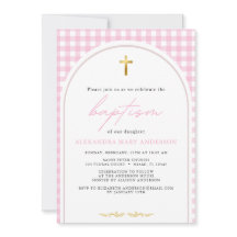 Rosa Gingham, modern minimalistisk baptism