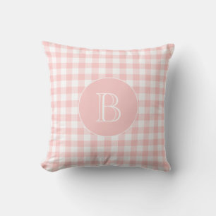 Rosa Gingham Mönster Anpassningsbar Monogram Kudde