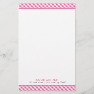 Rosa Gingham Mönster Brevpapper