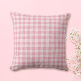 Rosa Gingham Mönster Flickaktig Rutig Randig Kudde