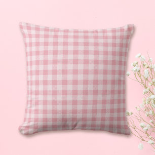 Rosa Gingham Mönster Flickaktig Rutig Randig Kudde