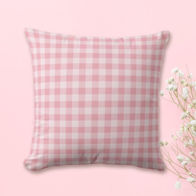 Rosa Gingham Mönster Flickaktig Rutig Randig Kudde (Skapare uppladdad)