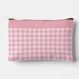 Rosa Gingham Mönster Flickaktig Rutig Randig Namn
