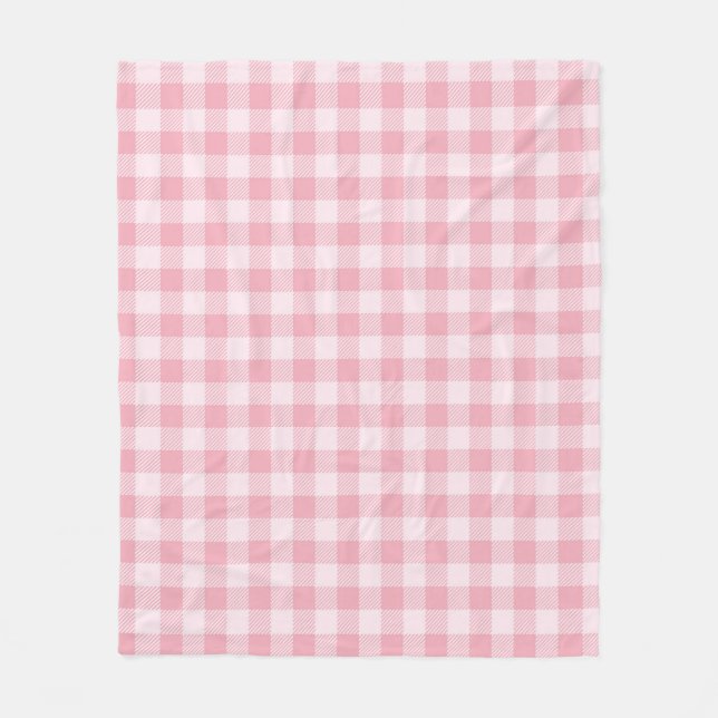 Rosa Gingham Mönster Flickaktig Rutig Rutig Randig Fleecefilt (Framsidan)