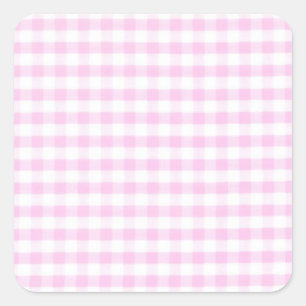Rosa Gingham Mönster Fyrkantigt Klistermärke
