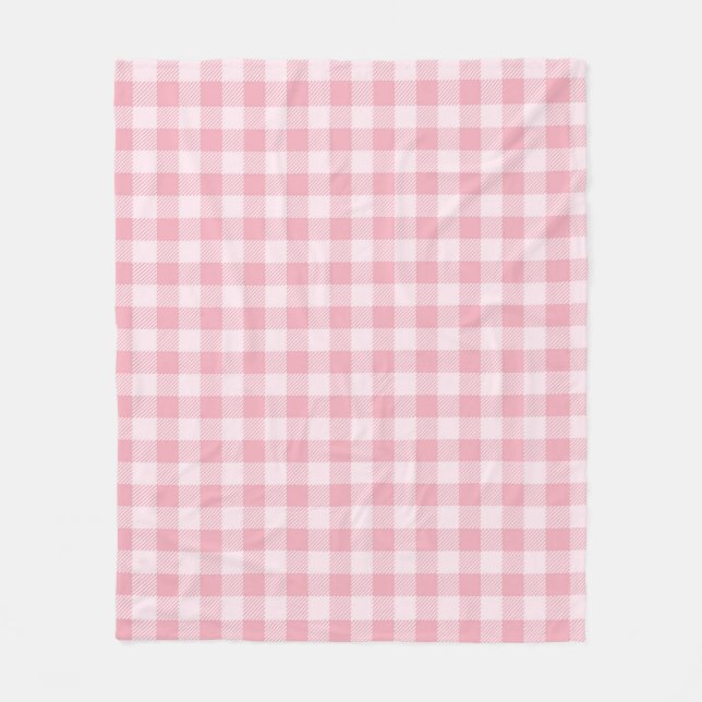 Rosa Gingham Mönster Girly Kryssrutig Randigt Fleecefilt (Framsidan)