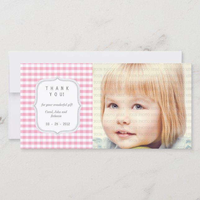 Rosa Gingham - något tillfälle tackar dig Tack Kort (Framsida)