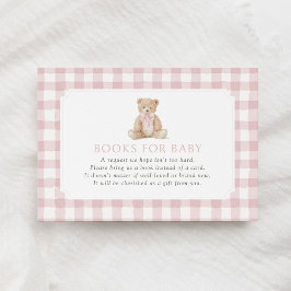 Rosa Gingham Nalle Björnböcker för Bebis Tilläggskort