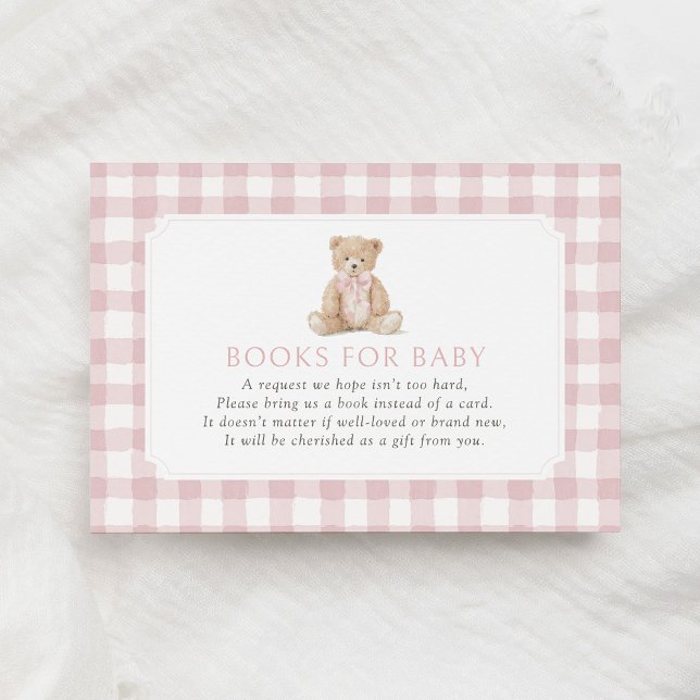 Rosa Gingham Nalle Björnböcker för Bebis Tilläggskort (Skapare uppladdad)