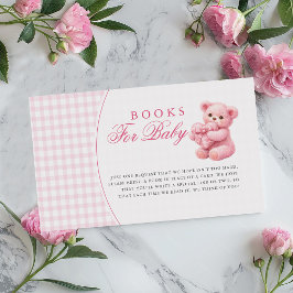 Rosa Gingham Nalle Neutral Barnkalas Tilläggskort