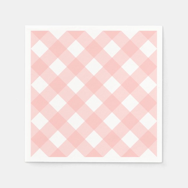 Rosa Gingham Napkins Pappersservett (Framsidan)
