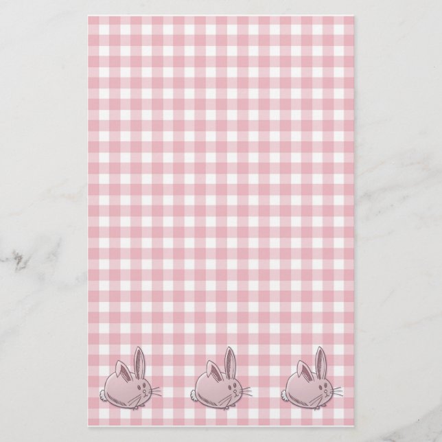 rosa gingham och bunnier brevpapper (Framsida)
