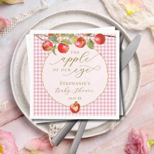 Rosa Gingham Ögonsten Höst Bebis Shower Pappersservett (Skapare uppladdad)