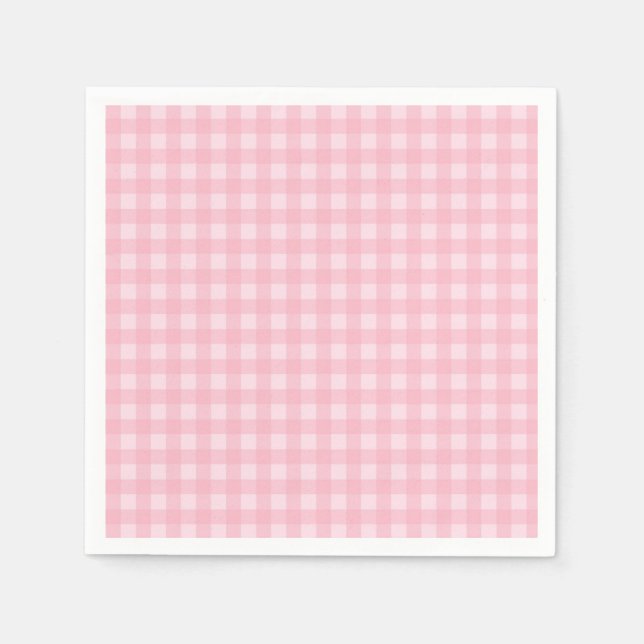 Rosa Gingham Papper Napkins Pappersservett (Framsidan)