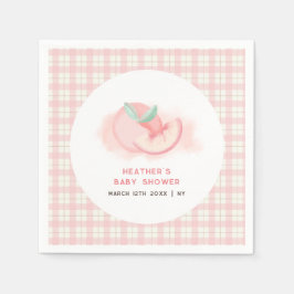 Rosa Gingham Peach Baby Shower Pappersservett