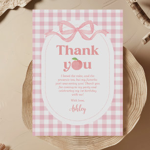Rosa Gingham Peach First Birthday Tack Kort