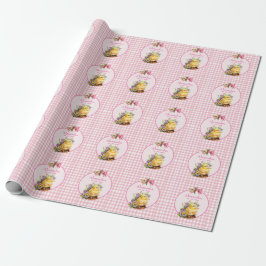 Rosa Gingham Personlig Girls Birthday Presentpapper