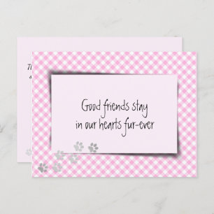 Rosa Gingham Pet-förlust från veterinär Vykort