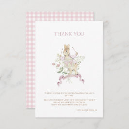 Rosa Gingham Peter, Rabbit Monogram Baby Shower Tack Kort