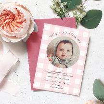 Rosa Gingham Photo Birthday