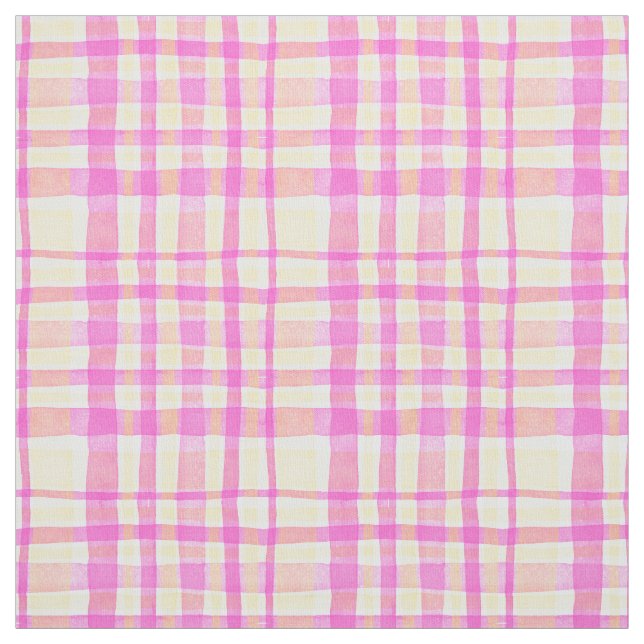 Rosa Gingham plaid sommar Tyg (Provkarta)