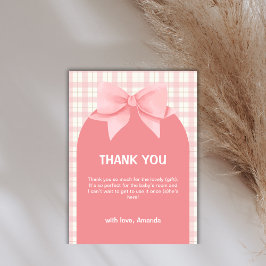 Rosa Gingham Play Arch Bow Baby Shower Tack Kort