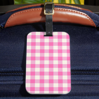 Rosa Gingham Play Cottagecore Bagagebricka
