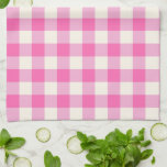 Rosa Gingham Play Cottagecore Kökshandduk<br><div class="desc">Modern picknicktrend i vår,  med gingham plaid mönster i shock rosa och vitt färg.</div>