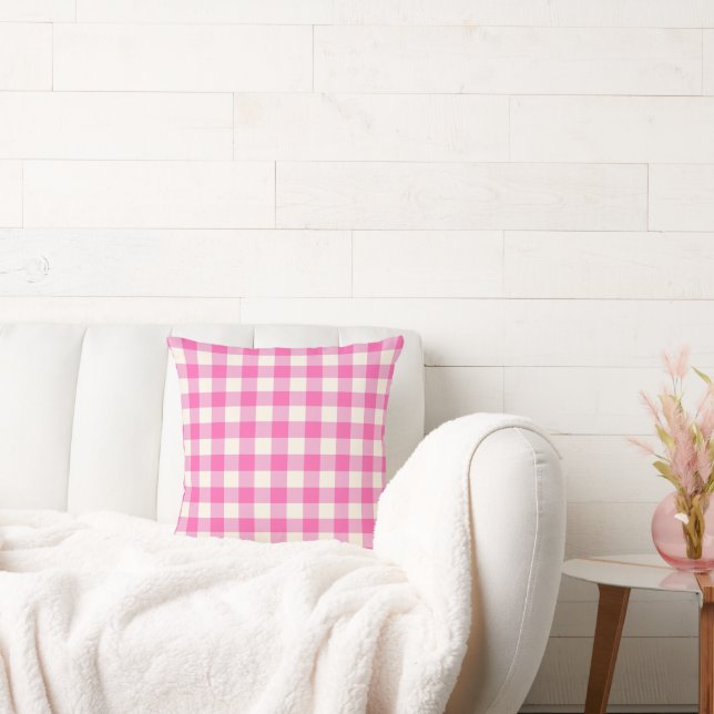 Rosa Gingham Play Cottagecore Kudde (Soffa)