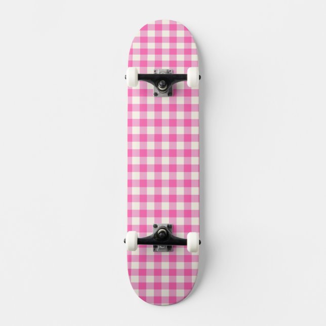 Rosa Gingham Play Cottagecore Mini Skateboard Bräda 18,5 Cm (Framsida)