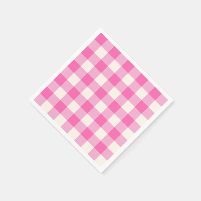 Rosa Gingham Play Cottagecore Pappersservett (Hörn)