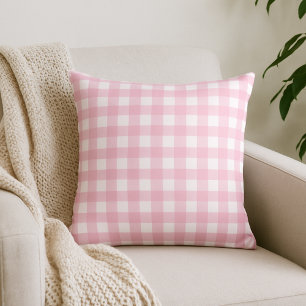 Rosa Gingham Play Dekorativ kudde