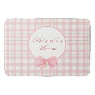 Rosa Gingham Play Girl Custom Name Nursery Badrumsmatta