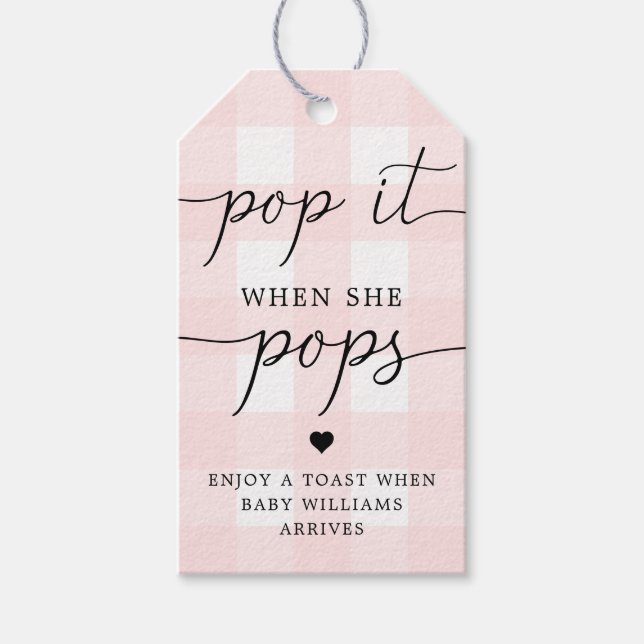 Rosa Gingham poppar det när hon sätter på favoritt Presentetikett (Framsidan)