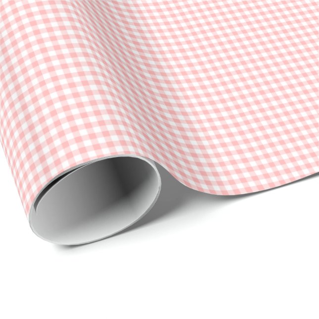 Rosa Gingham Presentpapper (Rullad Hörn)